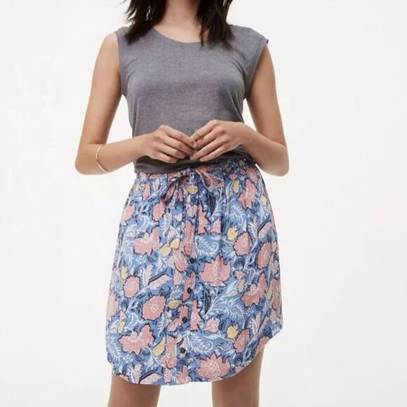 Loft floral belted lounge comfy skirt size small - Picture 1 of 10